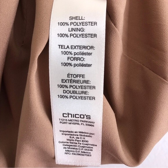 Chicos Faux Suede Perforated Laser Cut Zip Front Long Sleeve Camel Tan Jacket S - Picture 15 of 16